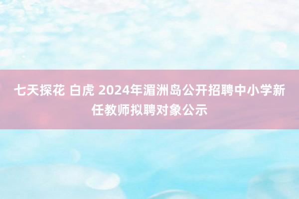 七天探花 白虎 2024年湄洲岛公开招聘中小学新任教师拟聘对象公示