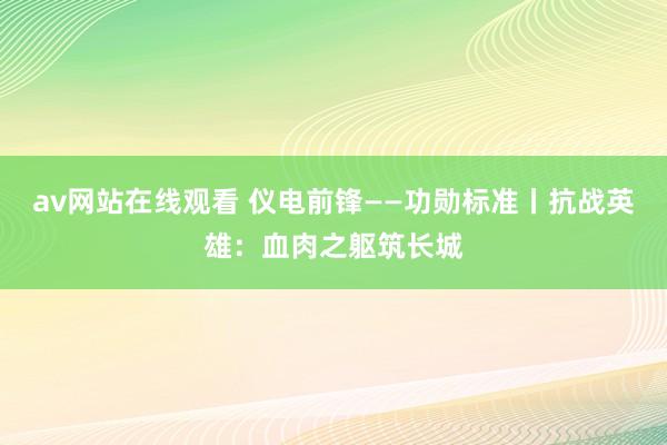 av网站在线观看 仪电前锋——功勋标准丨抗战英雄：血肉之躯筑长城