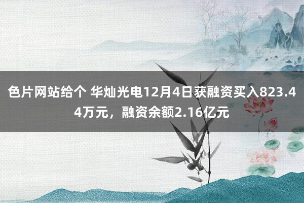 色片网站给个 华灿光电12月4日获融资买入823.44万元，融资余额2.16亿元