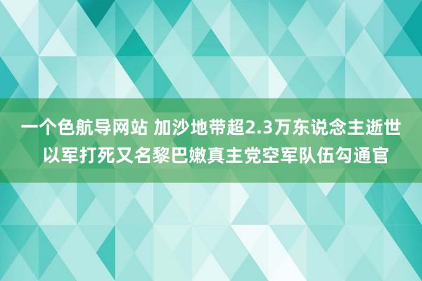 一个色航导网站 加沙地带超2.3万东说念主逝世  以军打死又名黎巴嫩真主党空军队伍勾通官